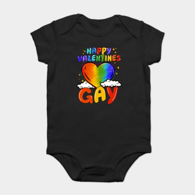 Happy Valentines Gay Rainbow Pride Gift print Baby Bodysuit by creative